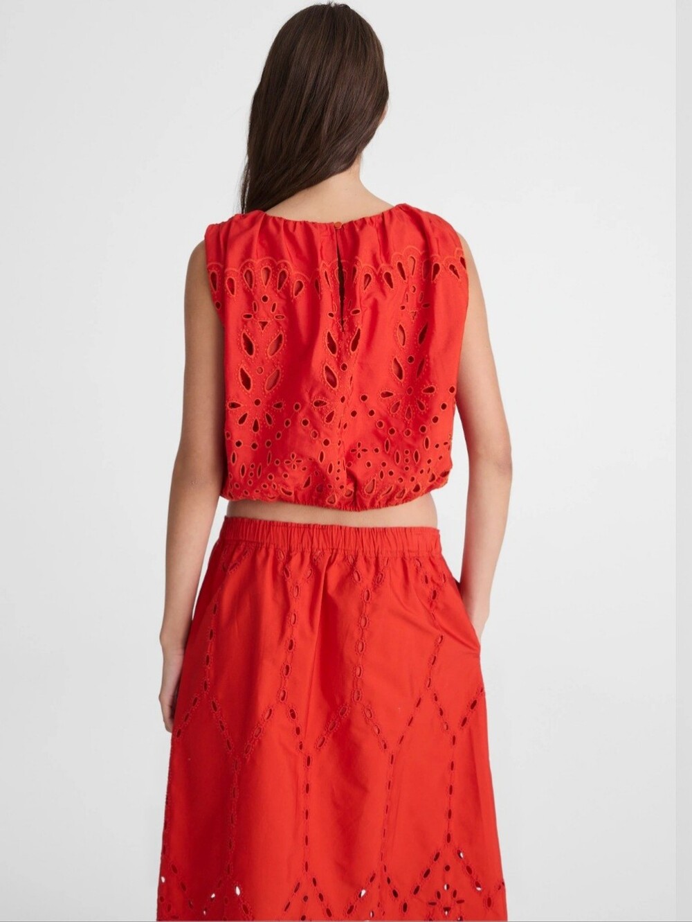 Madewell Embroidered Sleeveless Bubble Top In Poplin Large NWT - Picture 10 of 11